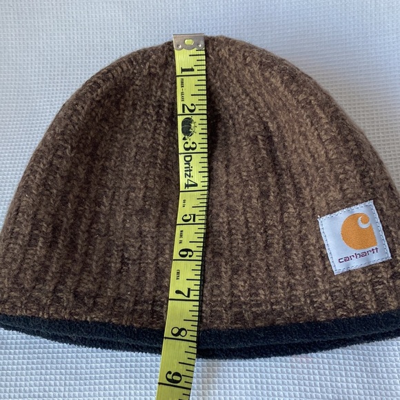 Carhartt brown beanie with fleece lining and brand's logo patch on the front OS - Picture 6 of 6
